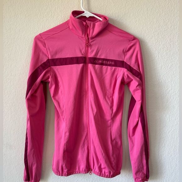 J. Lindeberg Janice Mid Layer Golf Jacket Sz XS Hot Pink Zip Front Performance - Picture 6 of 15